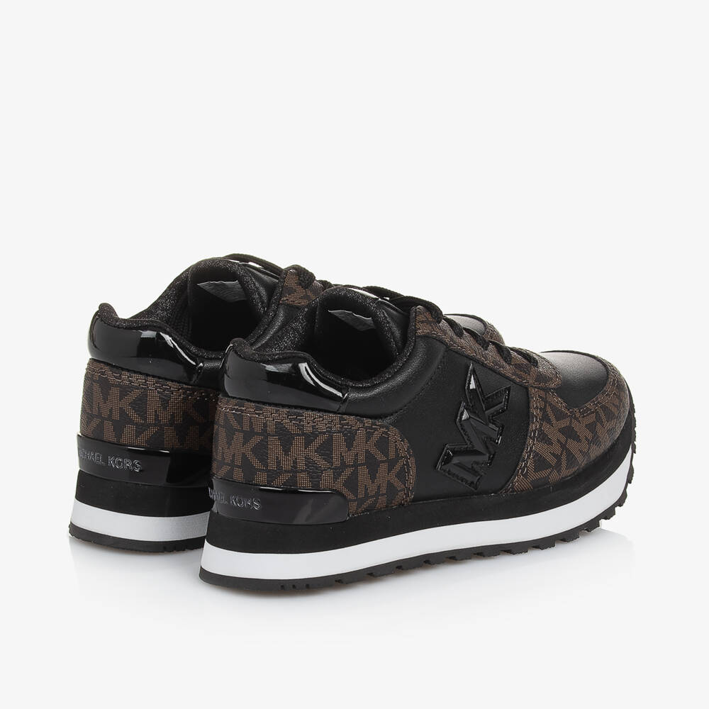 Michael Kors Kids-Girls Black and Brown Lace-Up Trainers | Childrensalon Outlet