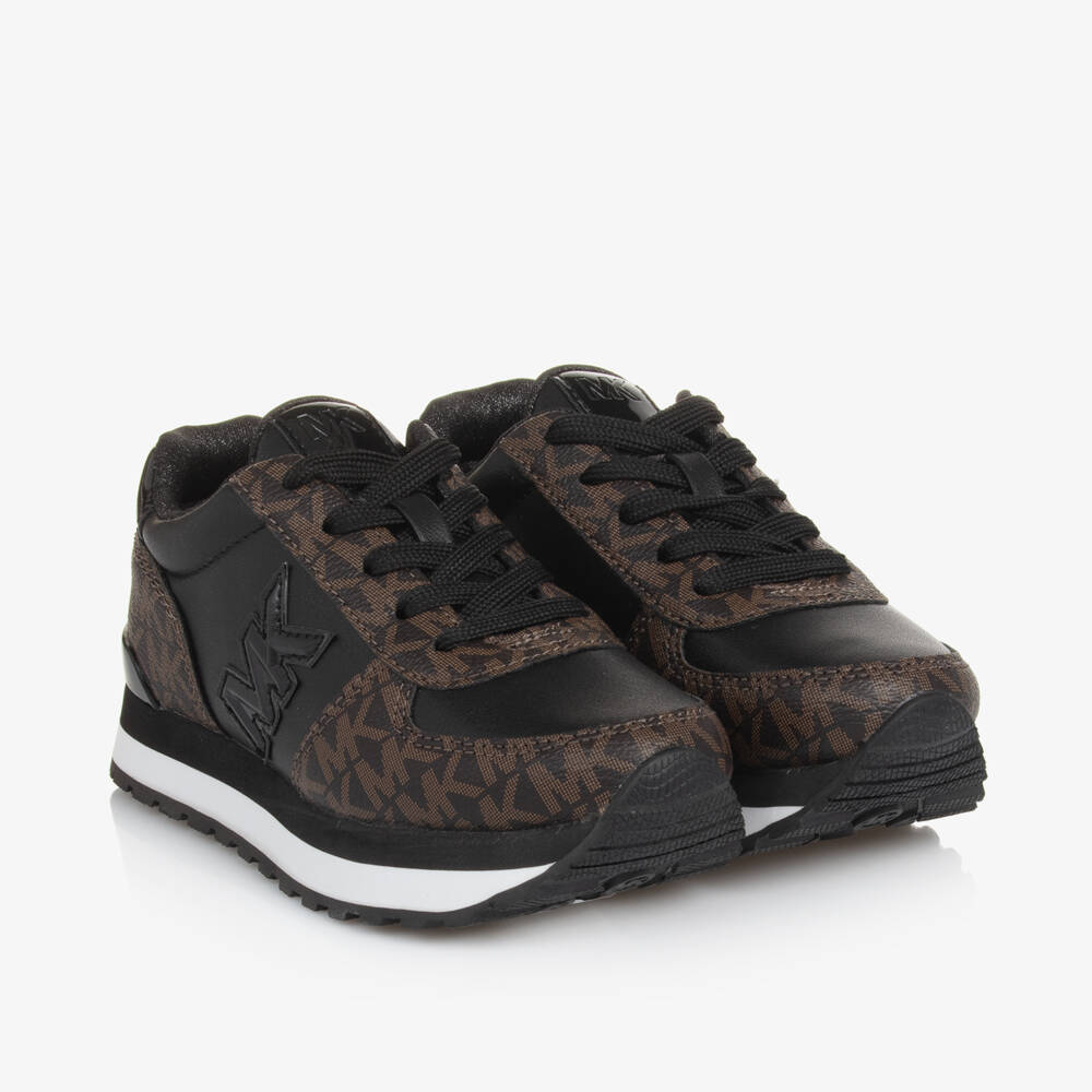 Michael Kors Kids-Girls Black and Brown Lace-Up Trainers | Childrensalon Outlet