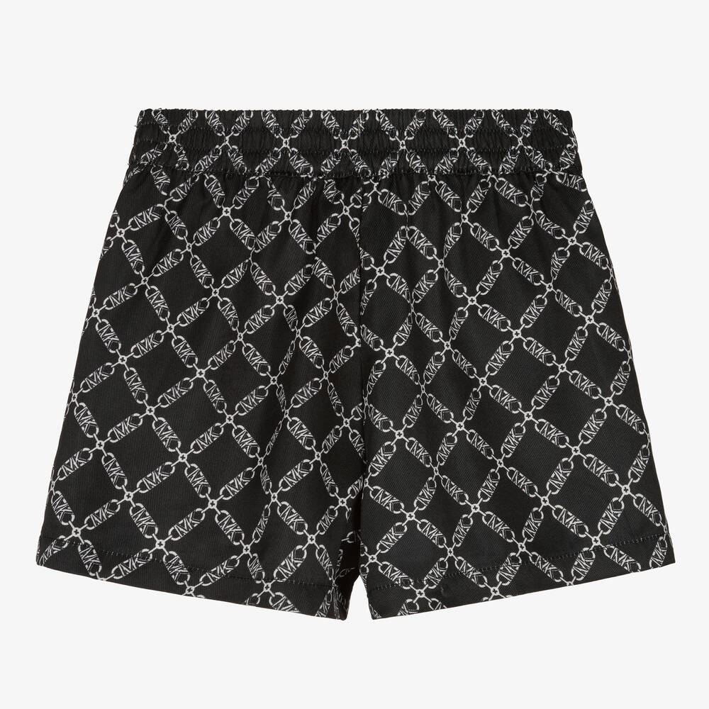Michael Kors Kids-Girls Black Chain Logo Print Shorts | Childrensalon Outlet