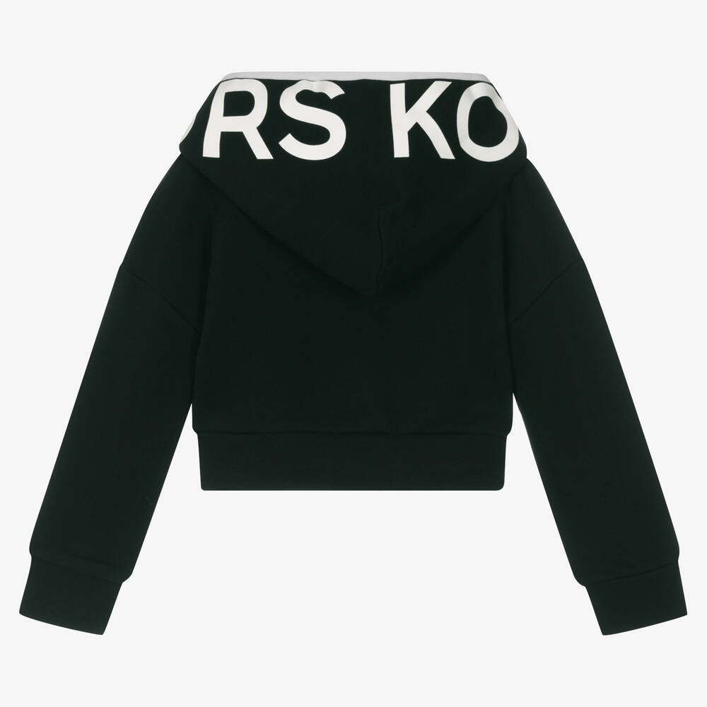Michael Kors Kids Girls Black Cotton Hooded Top Childrensalon