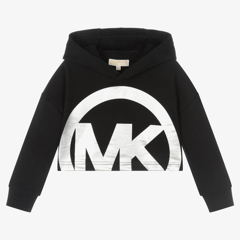Michael Kors Kids Girls Black Cropped Hoodie Childrensalon Outlet