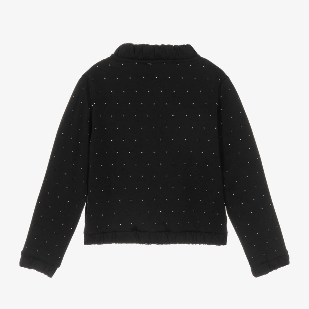 Michael Kors Kids-Girls Black Diamanté Jersey Zip Top | Childrensalon Outlet