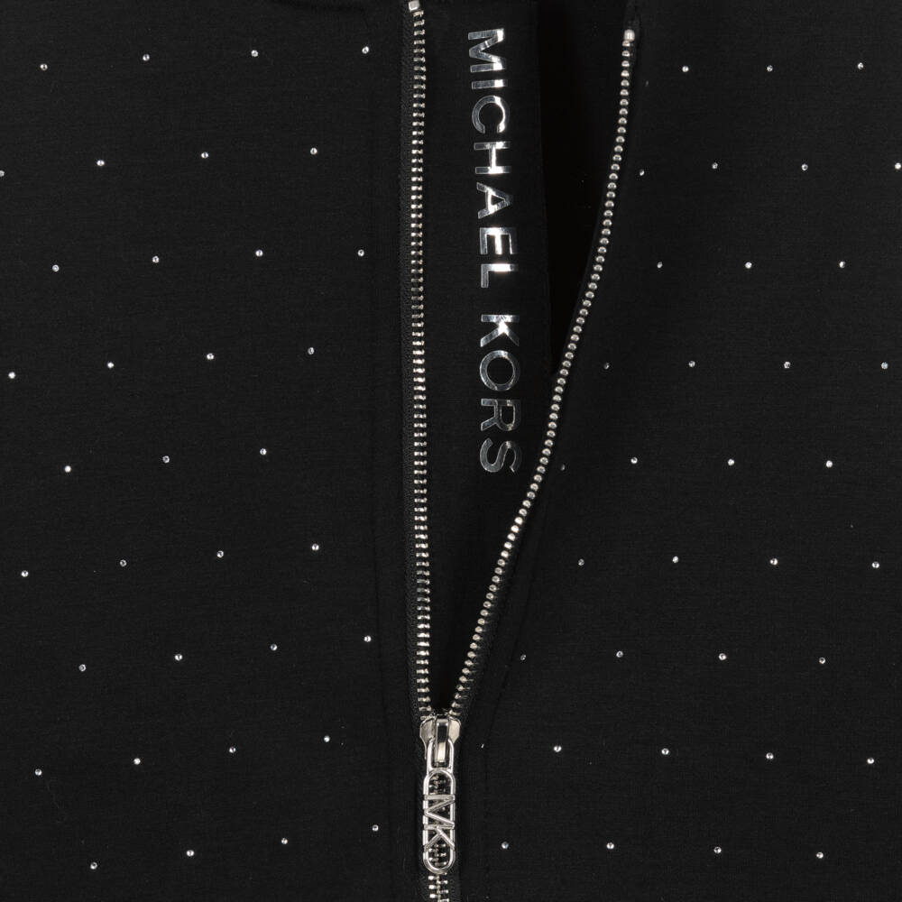 Michael Kors Kids-Girls Black Diamanté Jersey Zip Top | Childrensalon Outlet
