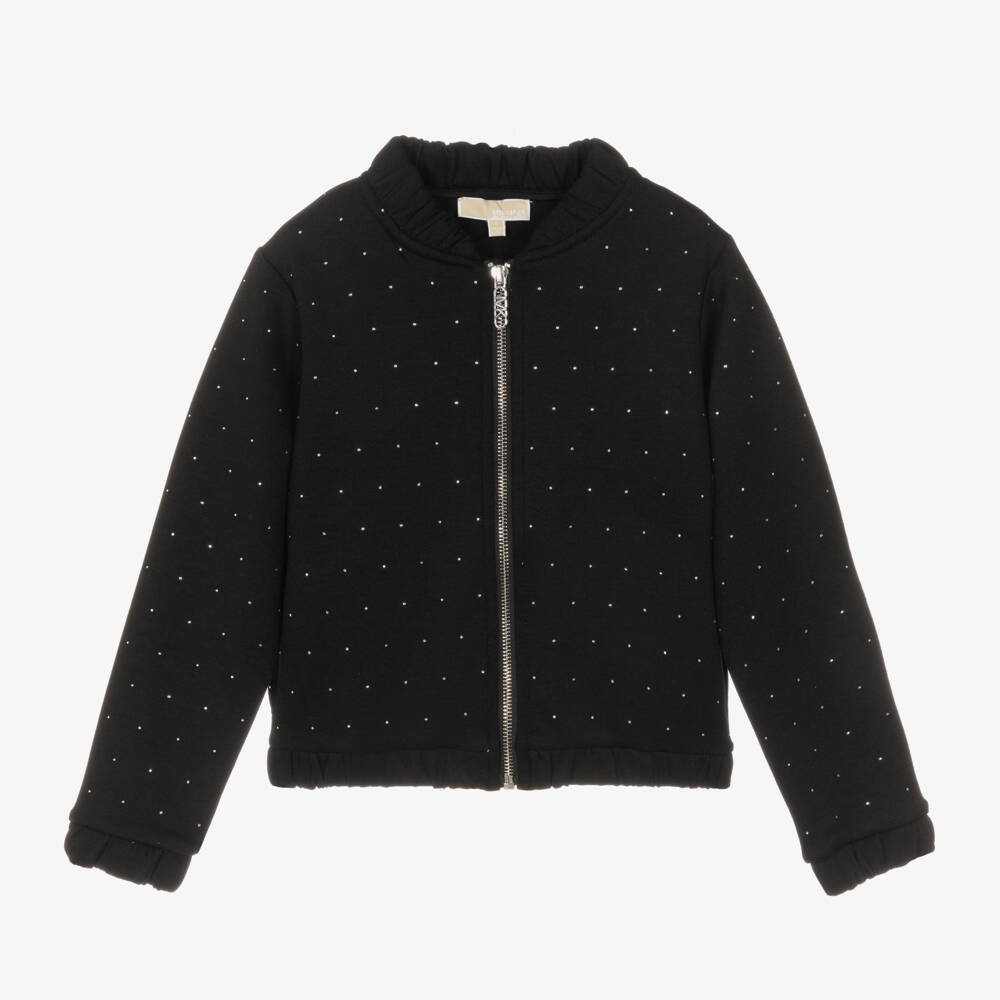 Michael Kors Kids-Girls Black Diamanté Jersey Zip Top | Childrensalon Outlet