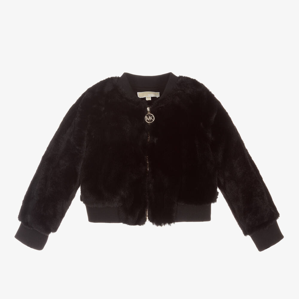 Michael Kors Kids - Girls Black Faux Fur Jacket | Childrensalon