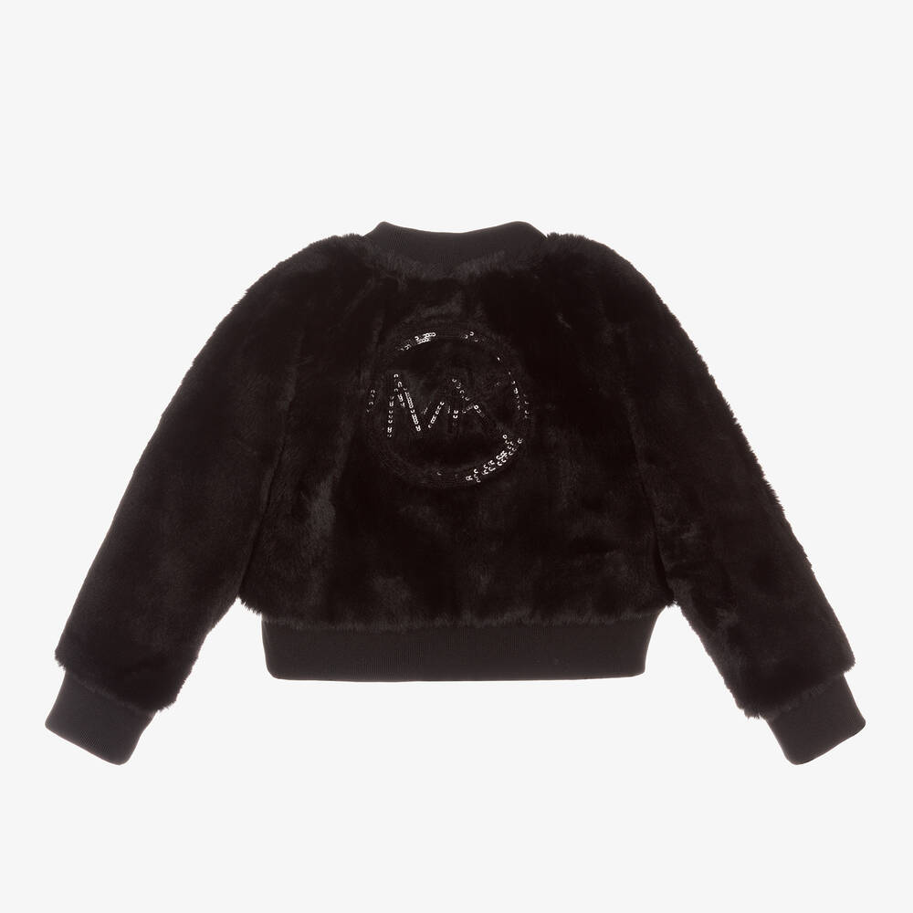 Michael Kors Kids-Girls Black Faux Fur Jacket | Childrensalon Outlet