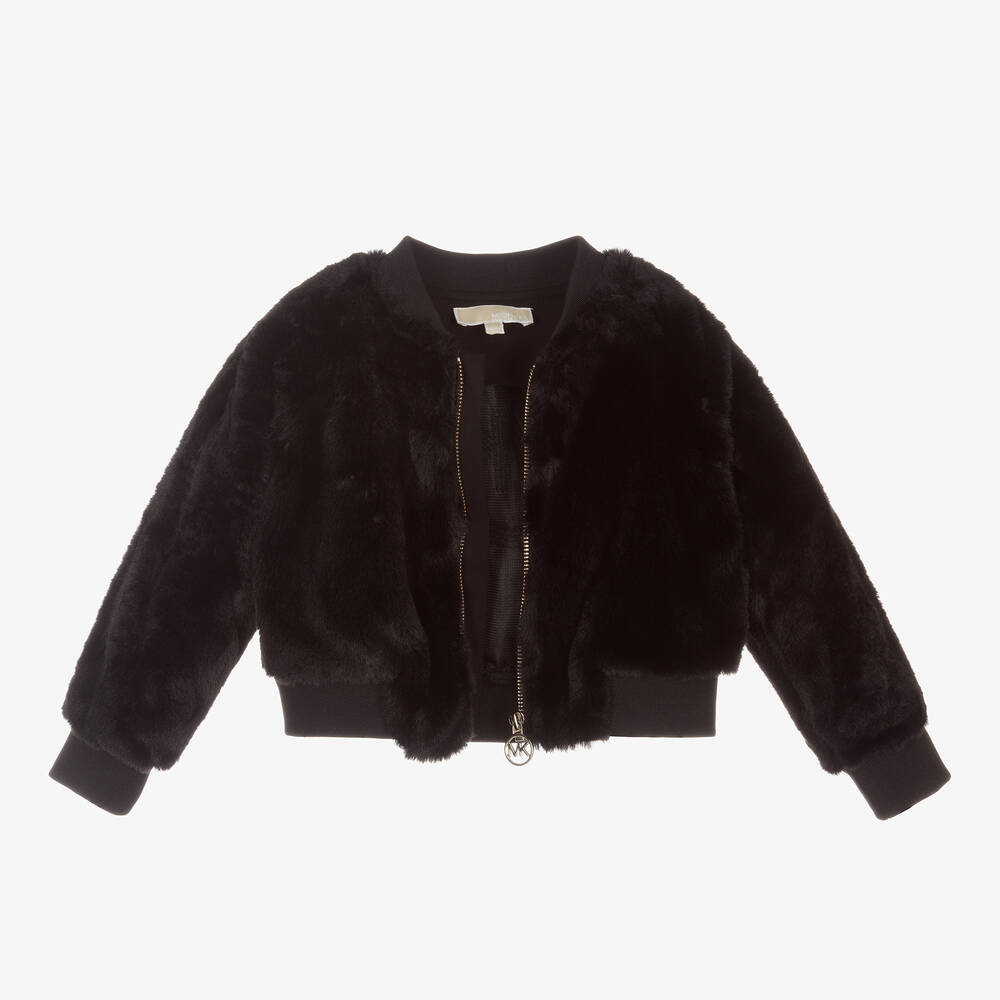 Michael kors leather jacket top with fur sleeves