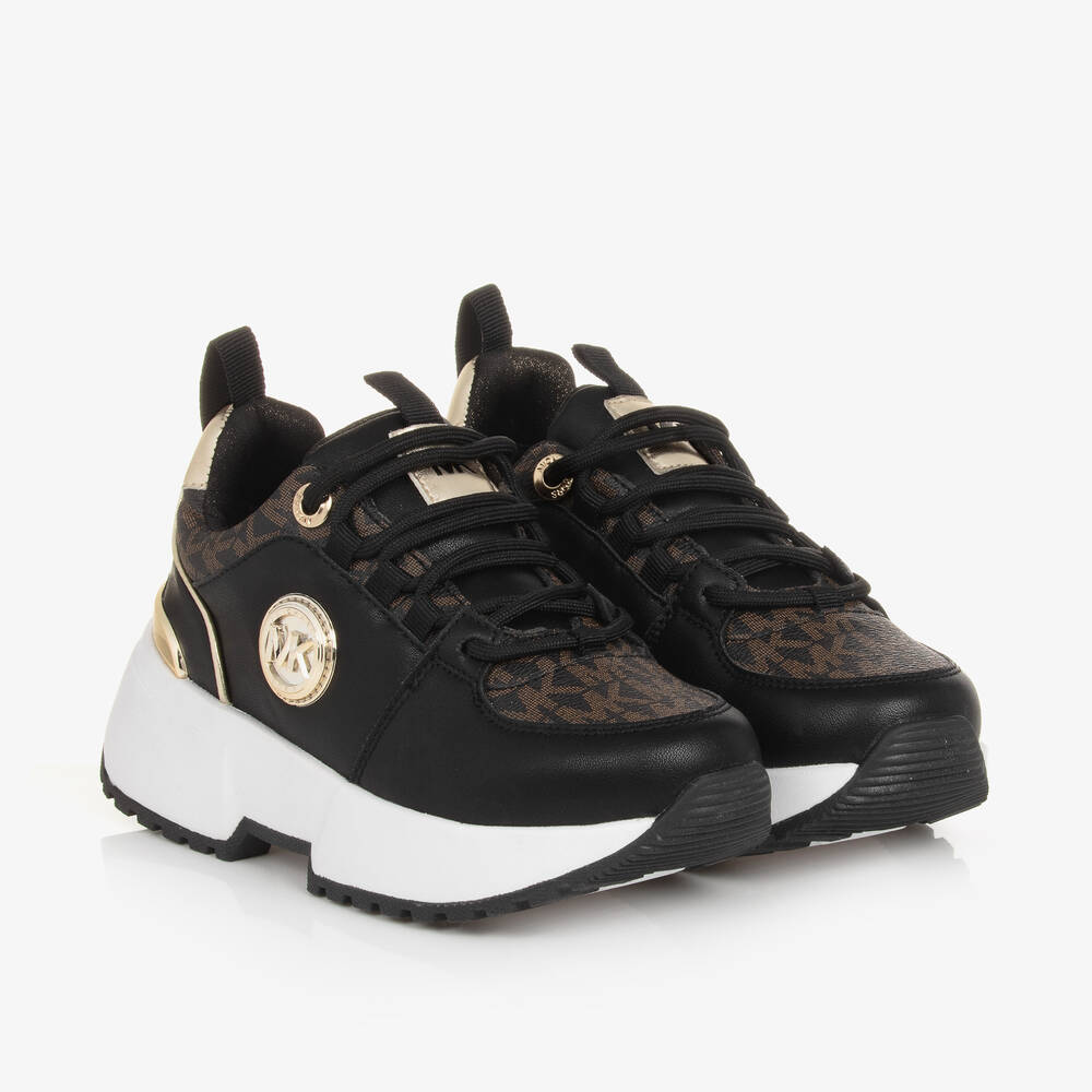 Michael Kors Kids-Girls Black & Gold Chunky Trainers | Childrensalon Outlet