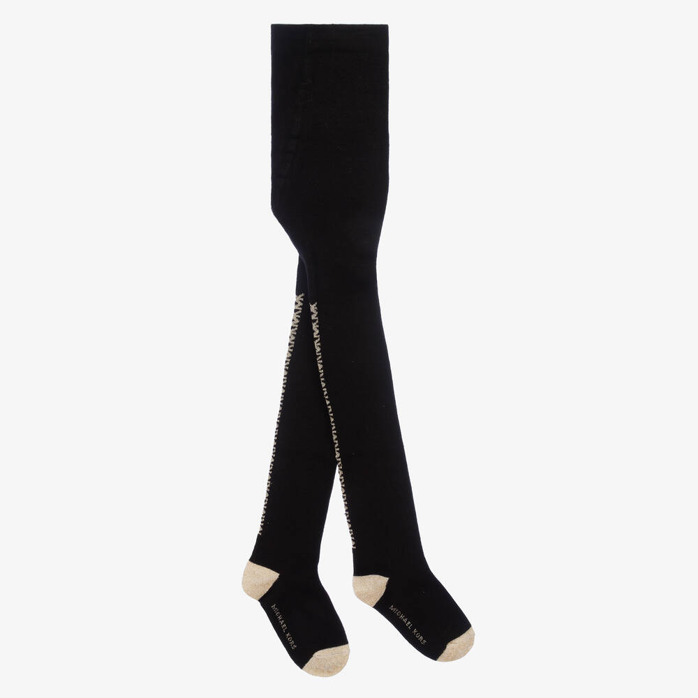 Michael Kors Kids - Collants noirs et dorés en coton | Childrensalon