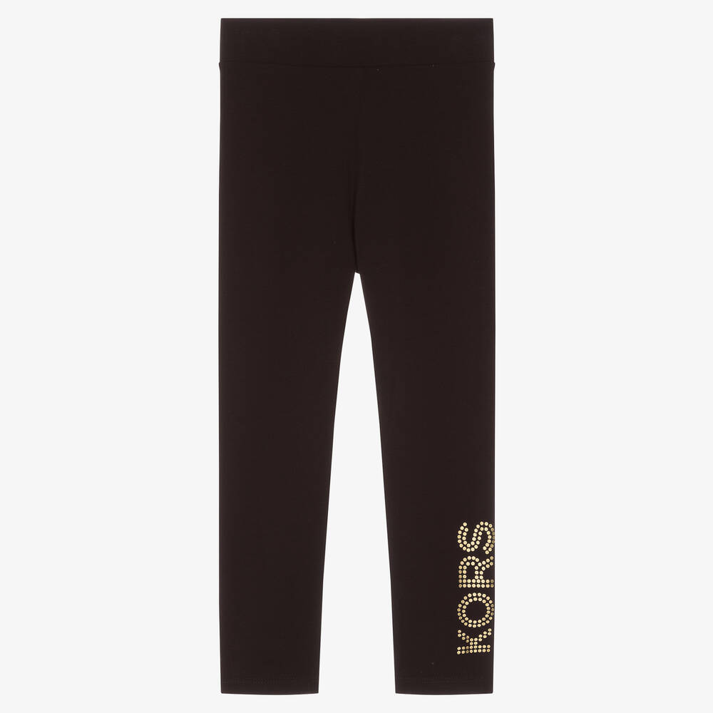 Michael Kors Kids - Baumwoll-Leggings Schwarz/Gold | Childrensalon