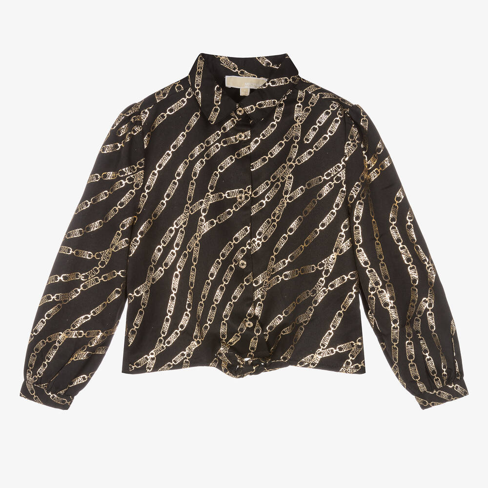 Michael Kors Kids - Bluse mit MK-Print in Schwarz/Gold | Childrensalon