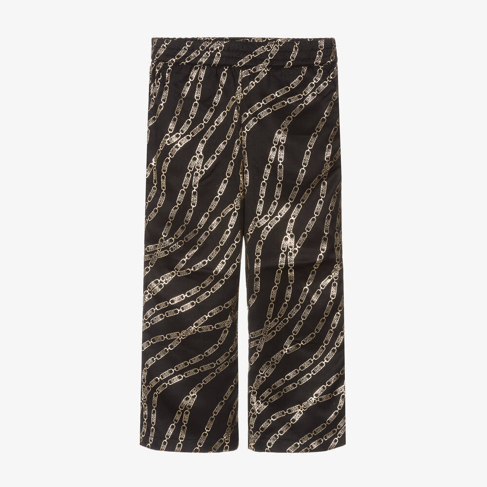 Michael Kors Kids - Pantalon large noir et doré MK | Childrensalon