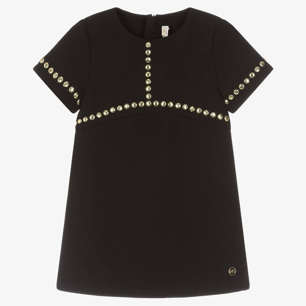 Michael Kors Kids - Girls Black Gold Studded Dress | Childrensalon