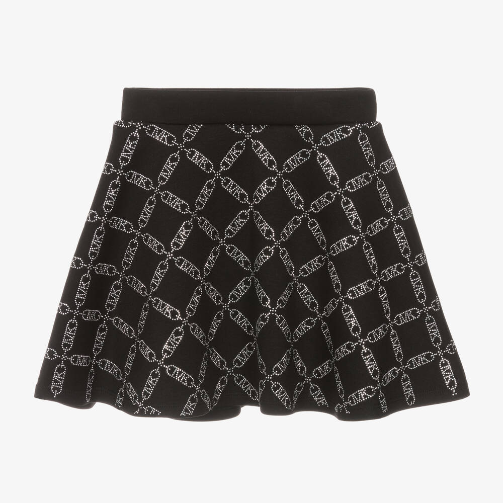 Michael Kors Kids-Girls Black Jersey MK Empire Logo Skirt | Childrensalon Outlet