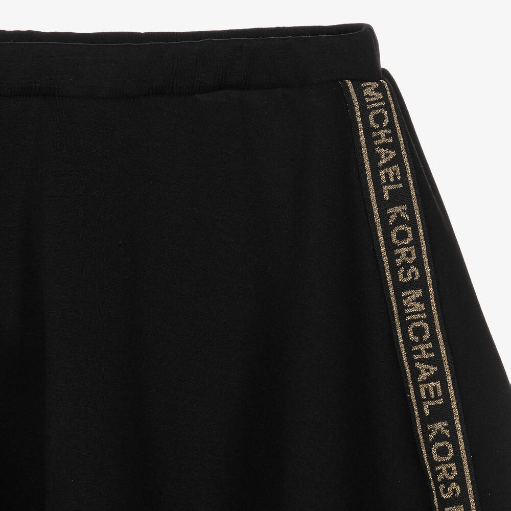 Michael Kors Kids Girls Black Logo Midi Skirt