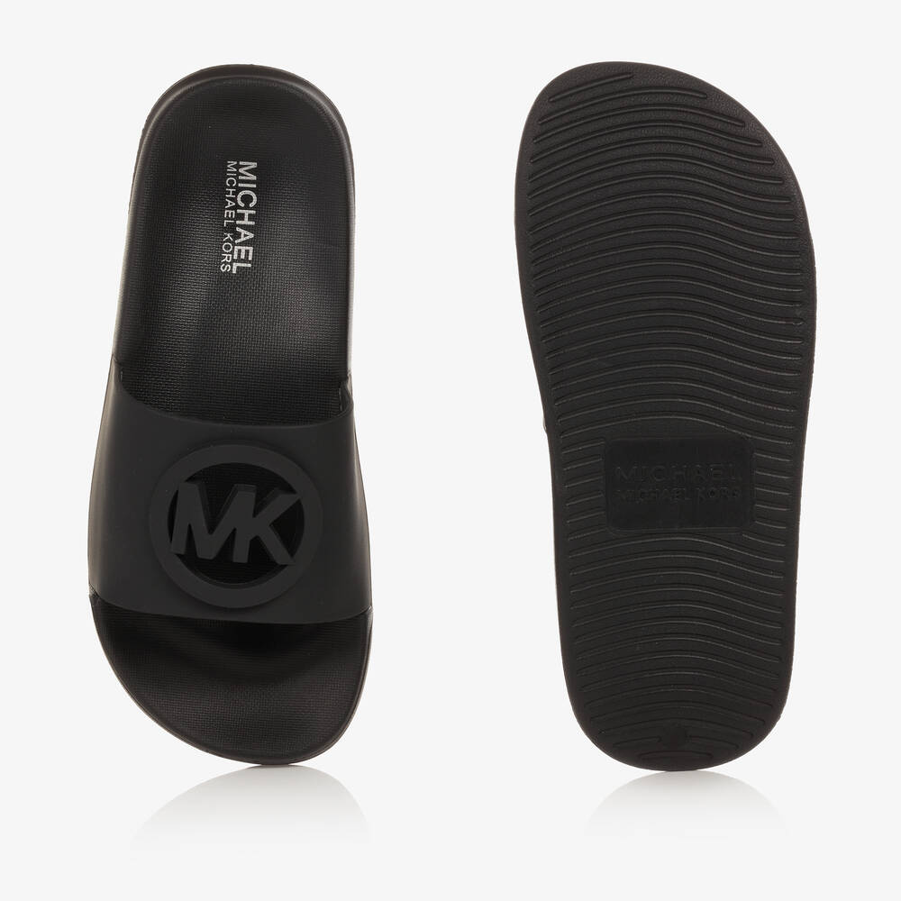 Michael Kors Kids Girls Black Logo Sliders Childrensalon Outlet