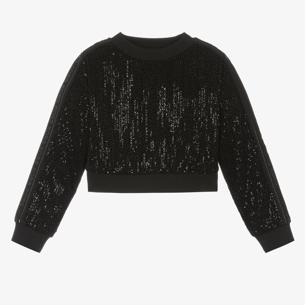 Michael Kors Kids - Girls Black Sequin Sweatshirt | Childrensalon