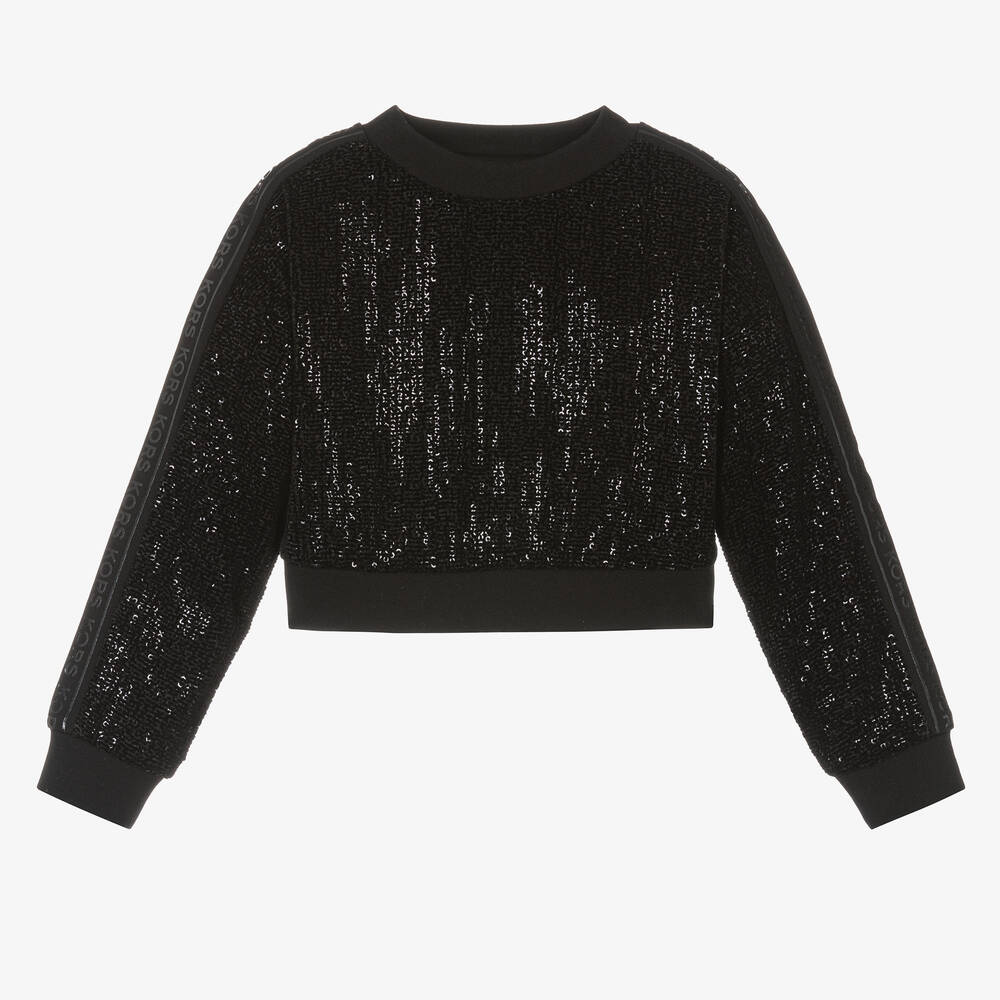 Michael Kors Kids - Sweat noir à sequins fille | Childrensalon