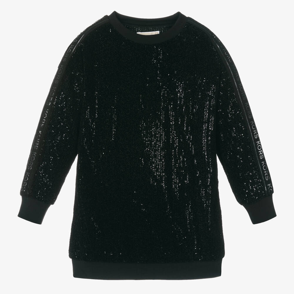 Michael Kors Kids - Girls Black Sequin Sweatshirt Dress | Childrensalon