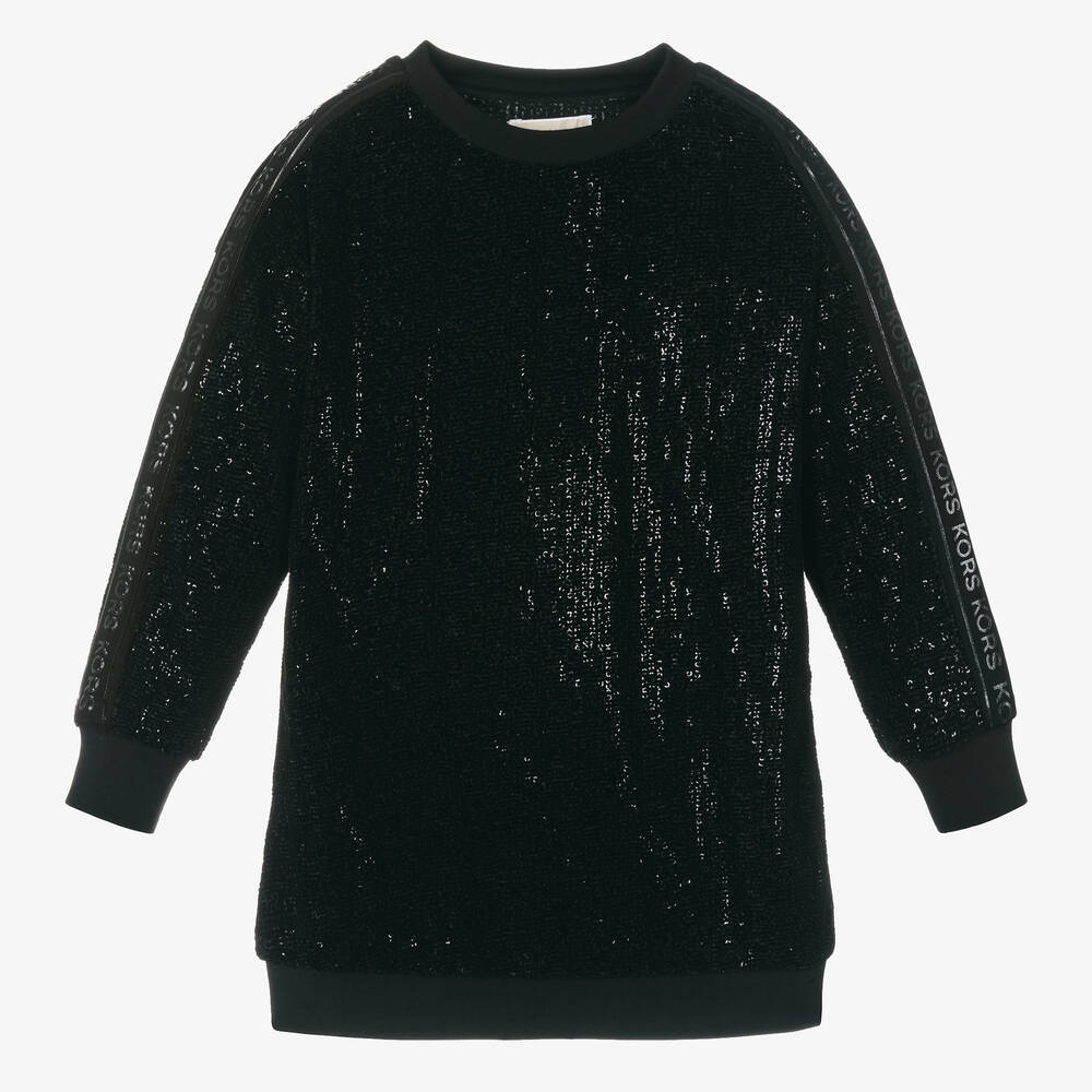 Michael Kors Kids - Robe-sweat noire à sequins fille | Childrensalon