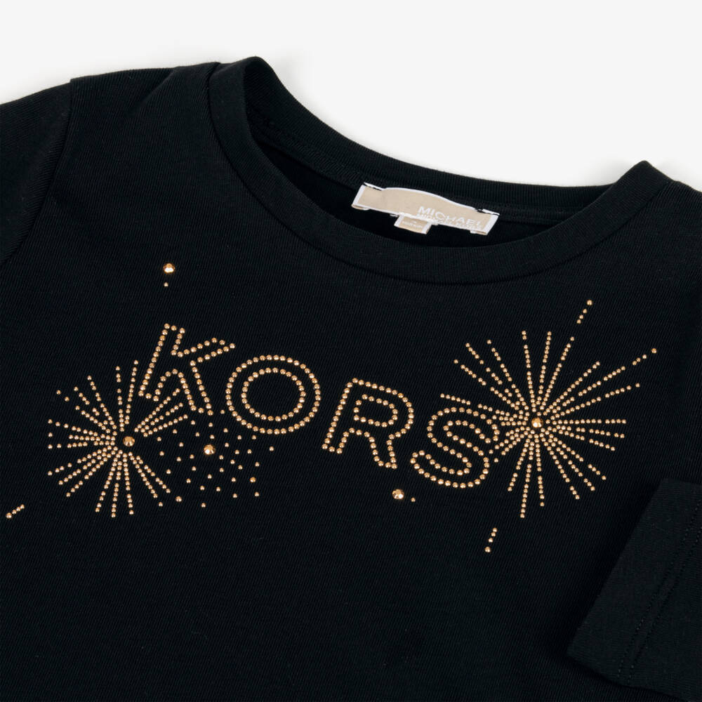 Michael Kors Kids-Girls Black Starburst Cotton Top | Childrensalon Outlet