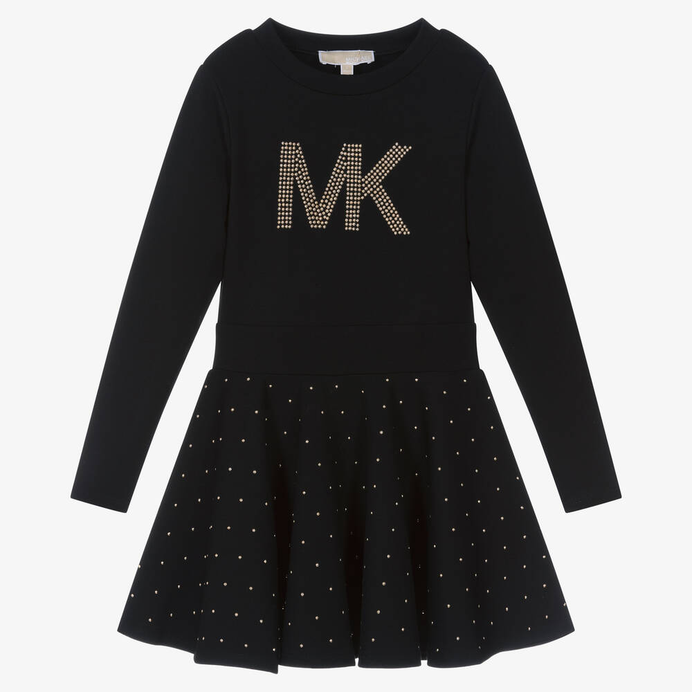 Michael Kors Kids - Girls Black Studded Jersey Dress | Childrensalon