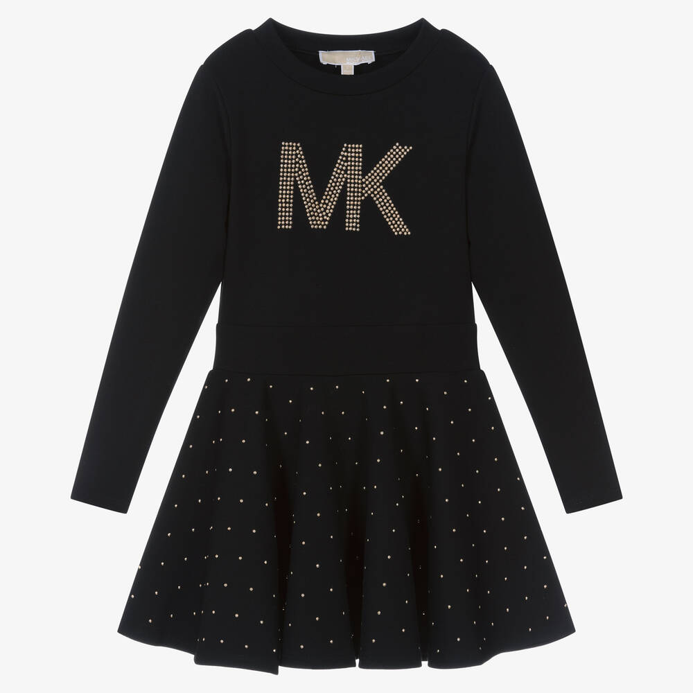 Michael Kors Kids-Girls Black Studded Jersey Dress | Childrensalon Outlet
