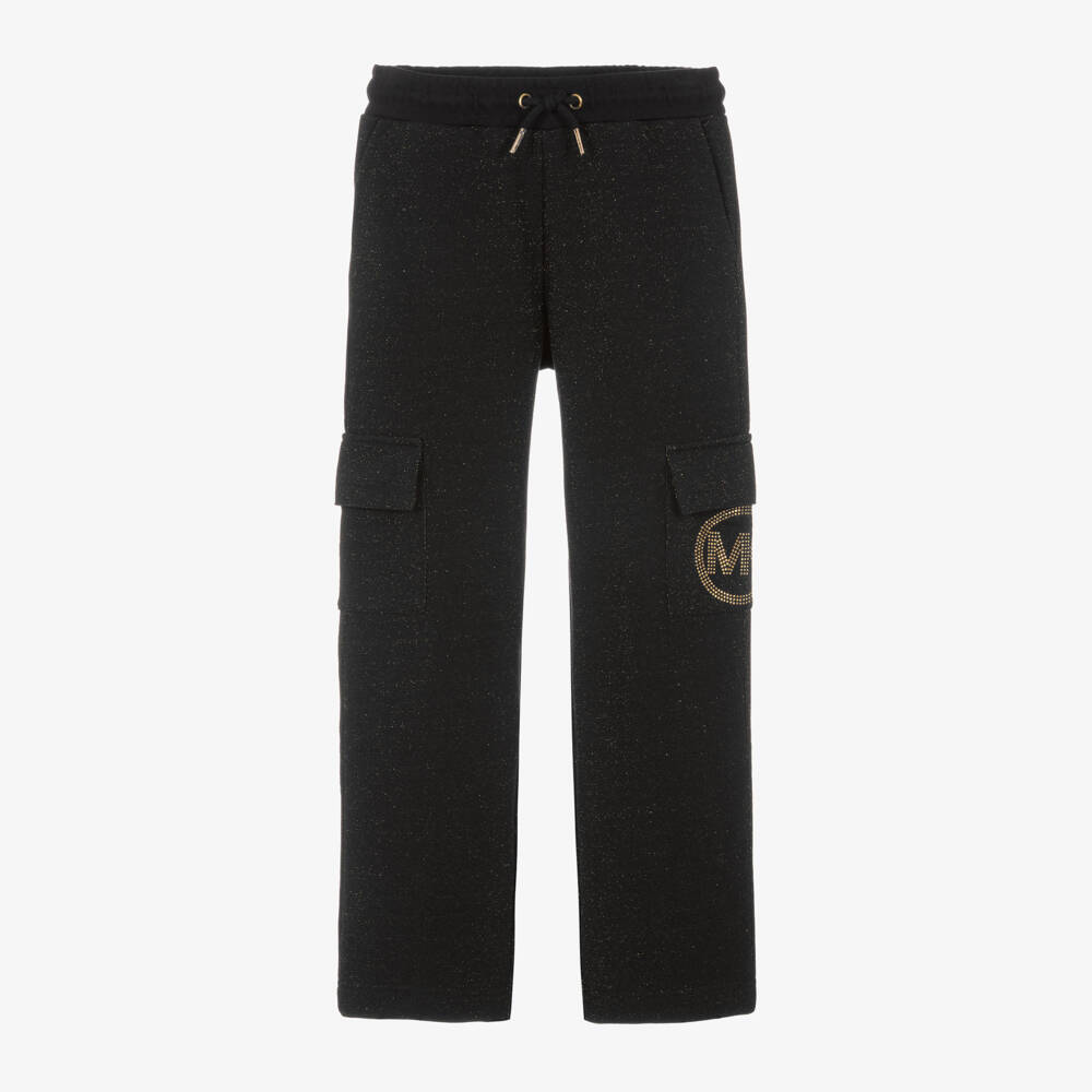 Michael Kors Kids-بنطلون بأرجل واسعة قطن لون أسود للبنات | Childrensalon Outlet