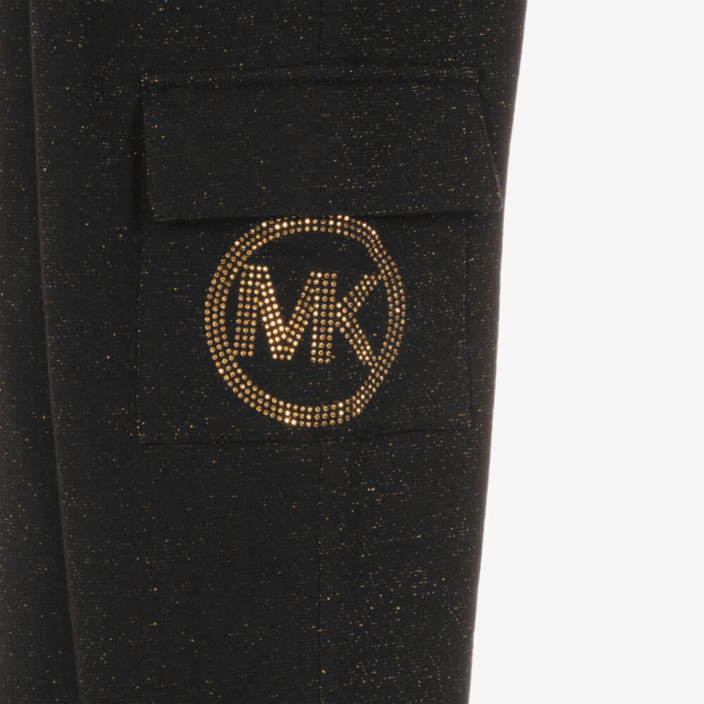 Michael Kors Kids-Girls Black Wide-Leg Cotton Trousers | Childrensalon Outlet