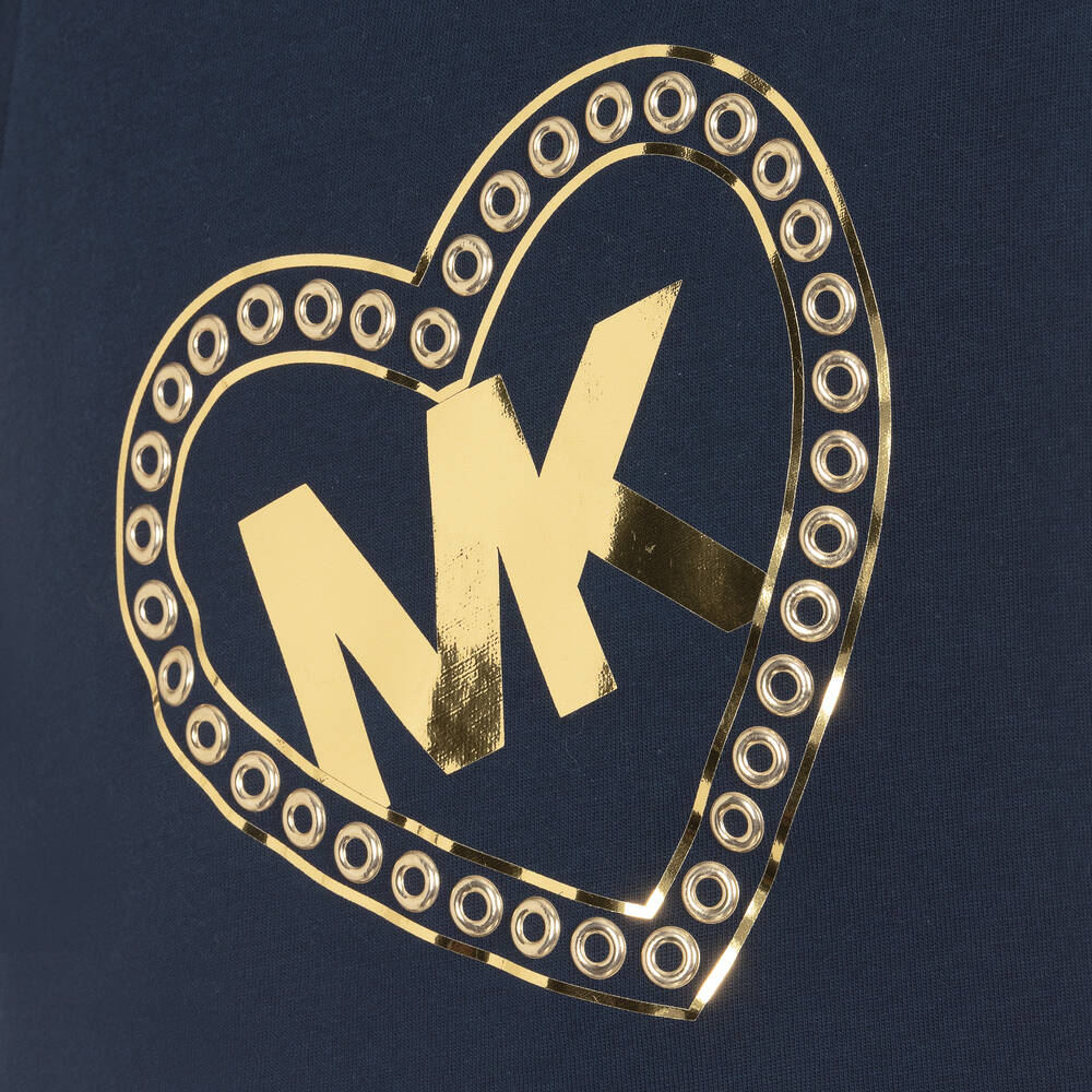 Michael Kors Kids-Girls Blue Cotton Monogram T-Shirt | Childrensalon Outlet