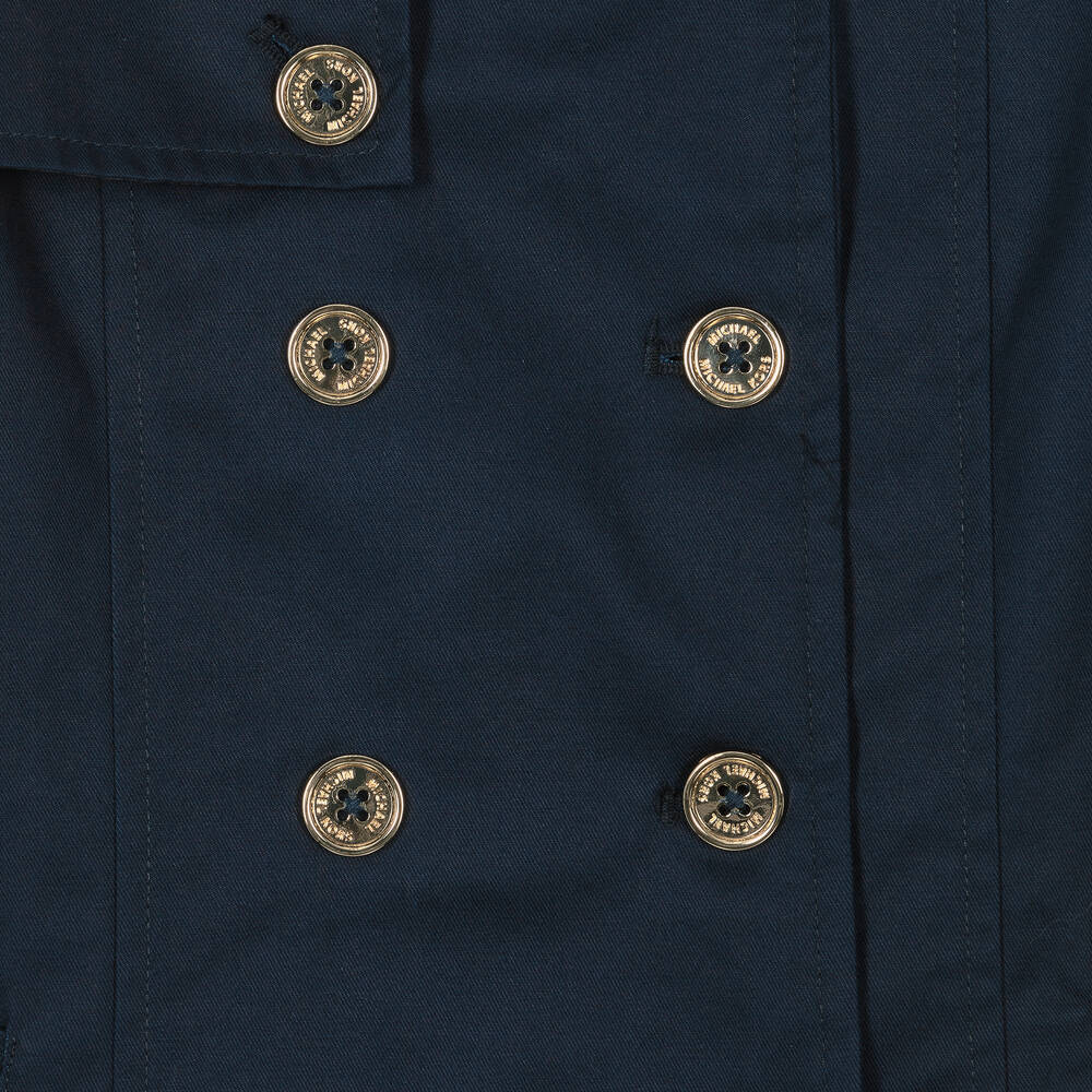 Michael Kors Kids-Girls Blue Cotton Trench Coat | Childrensalon Outlet