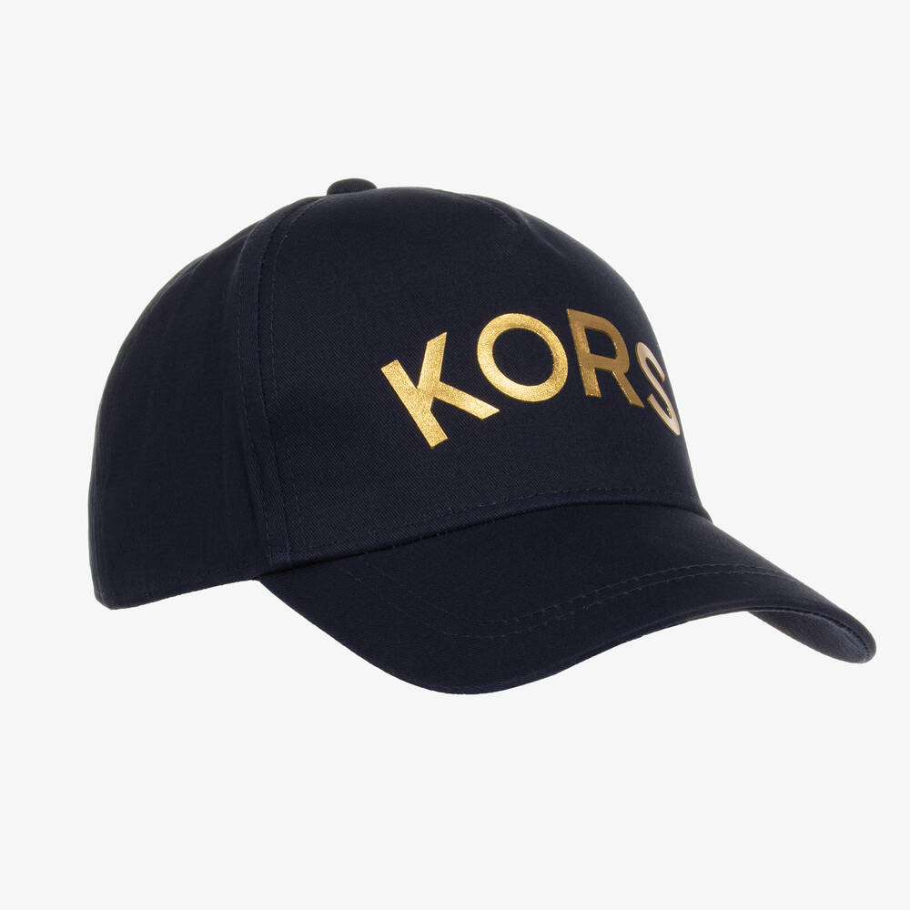 Michael Kors Kids - Girls Blue & Gold Logo Cap | Childrensalon