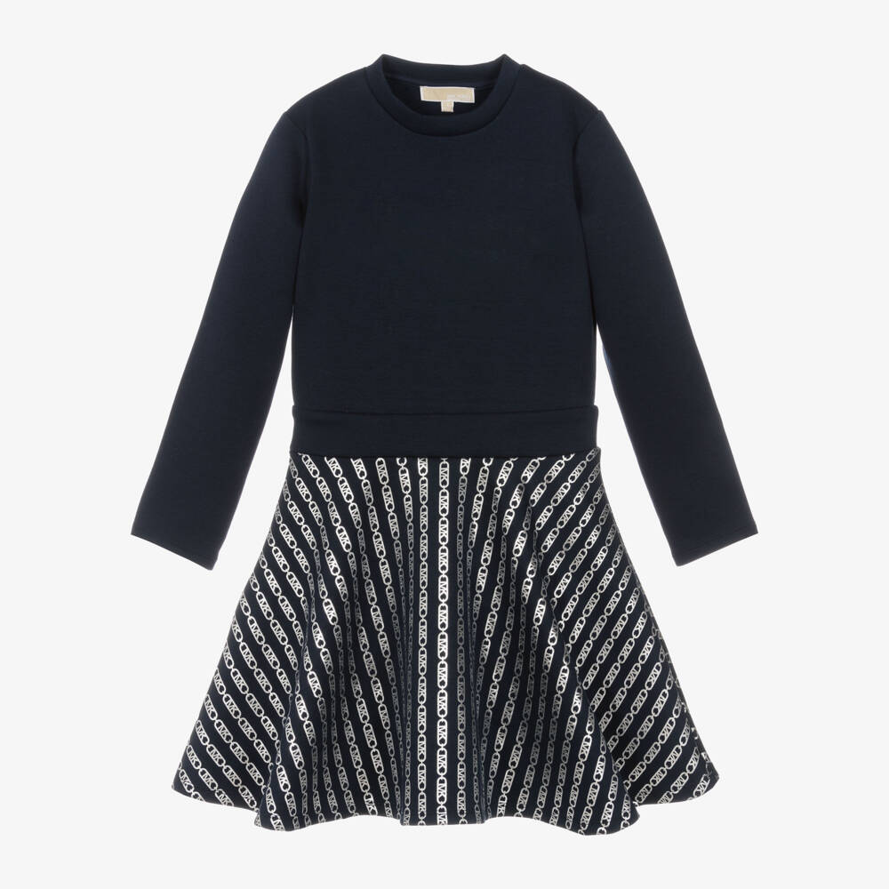 Michael Kors Kids-Girls Blue Long Sleeve Dress | Childrensalon Outlet