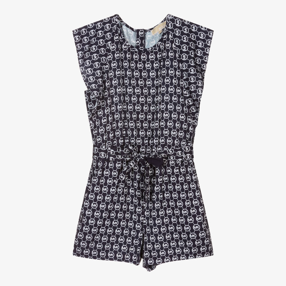 Michael Kors Kids - Girls Blue MK Logo Playsuit | Childrensalon