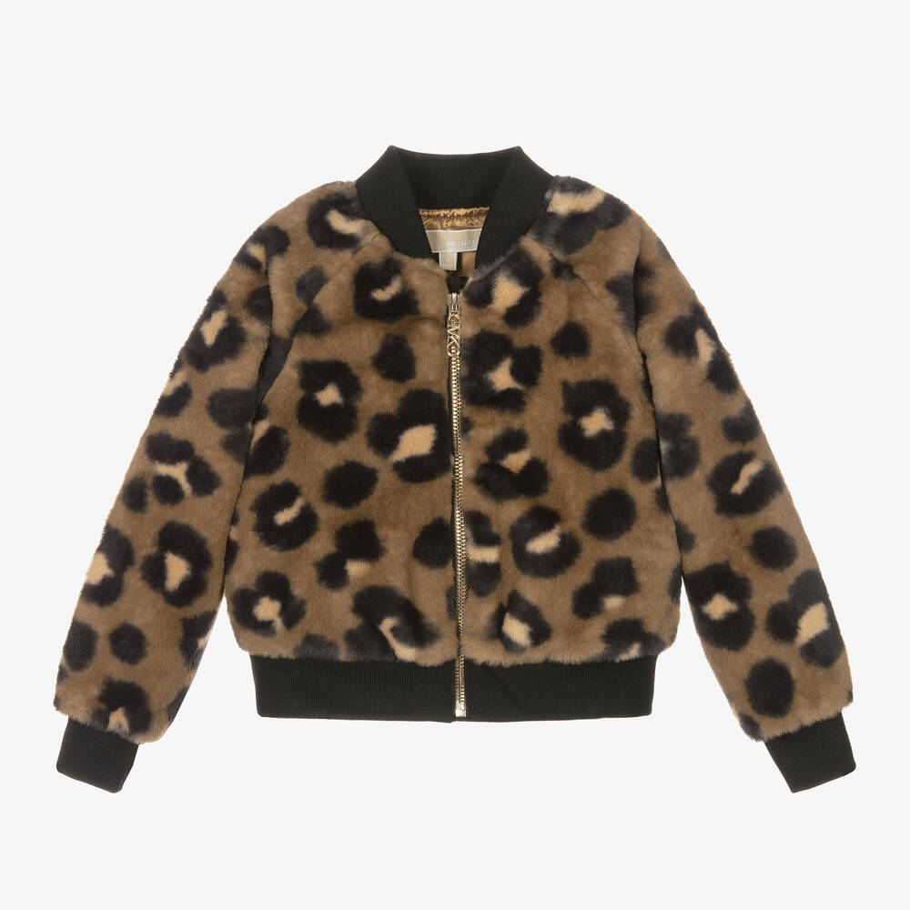 Michael Kors Kids - Girls Brown Leopard Print Jacket | Childrensalon