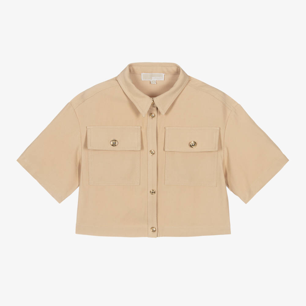 Michael Kors Kids-Шикарная бежевая блузка с карманами для девочек | Childrensalon Outlet