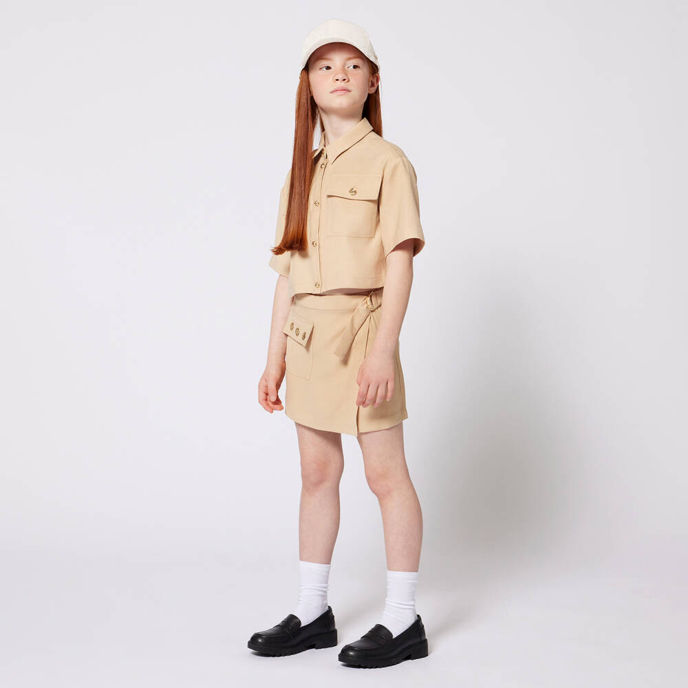 Michael Kors Kids-Girls Chic Beige Pocket Blouse | Childrensalon Outlet