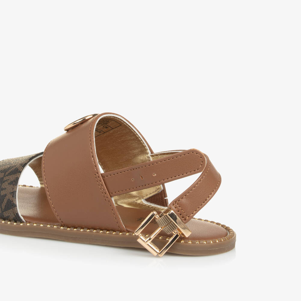 Michael Kors Kids-Girls Chocolate Logo Strap Sandals | Childrensalon Outlet