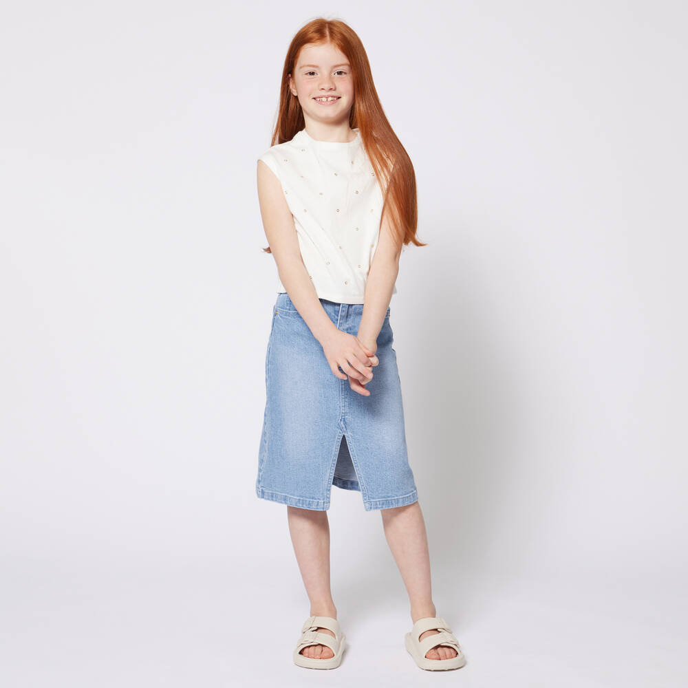 Michael Kors Kids-Girls Classic Blue Denim Skirt | Childrensalon Outlet