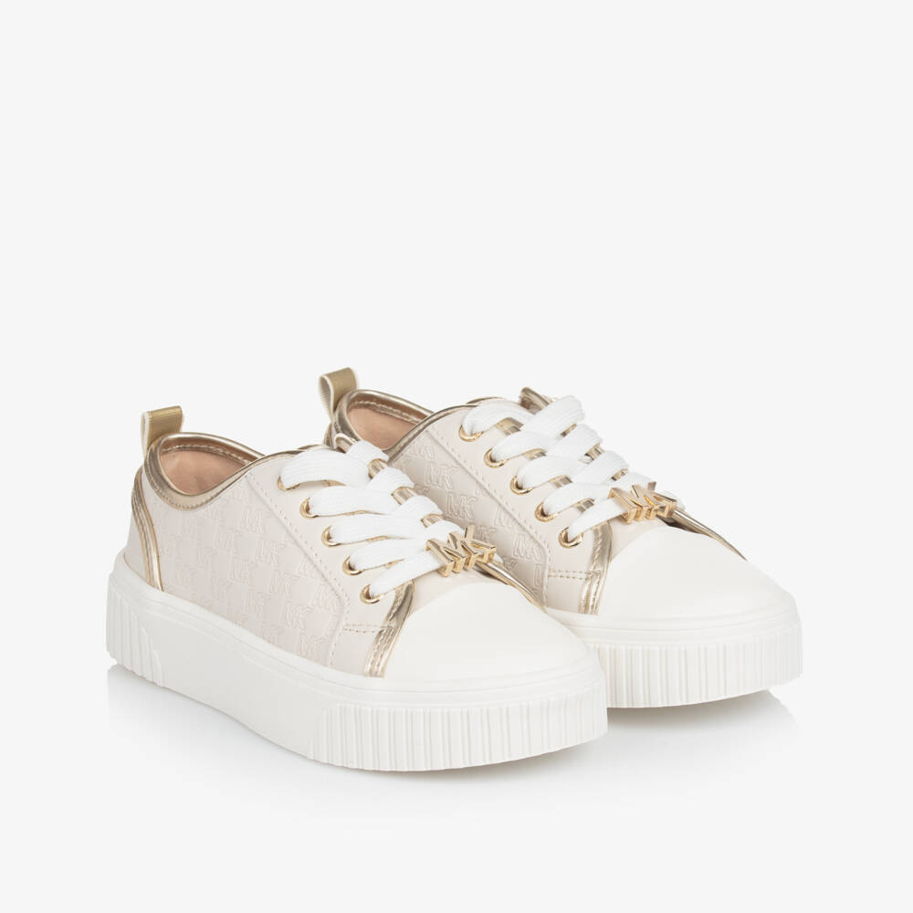 Michael Kors Kids-Girls Creamy Embossed Logo Sneakers | Childrensalon Outlet