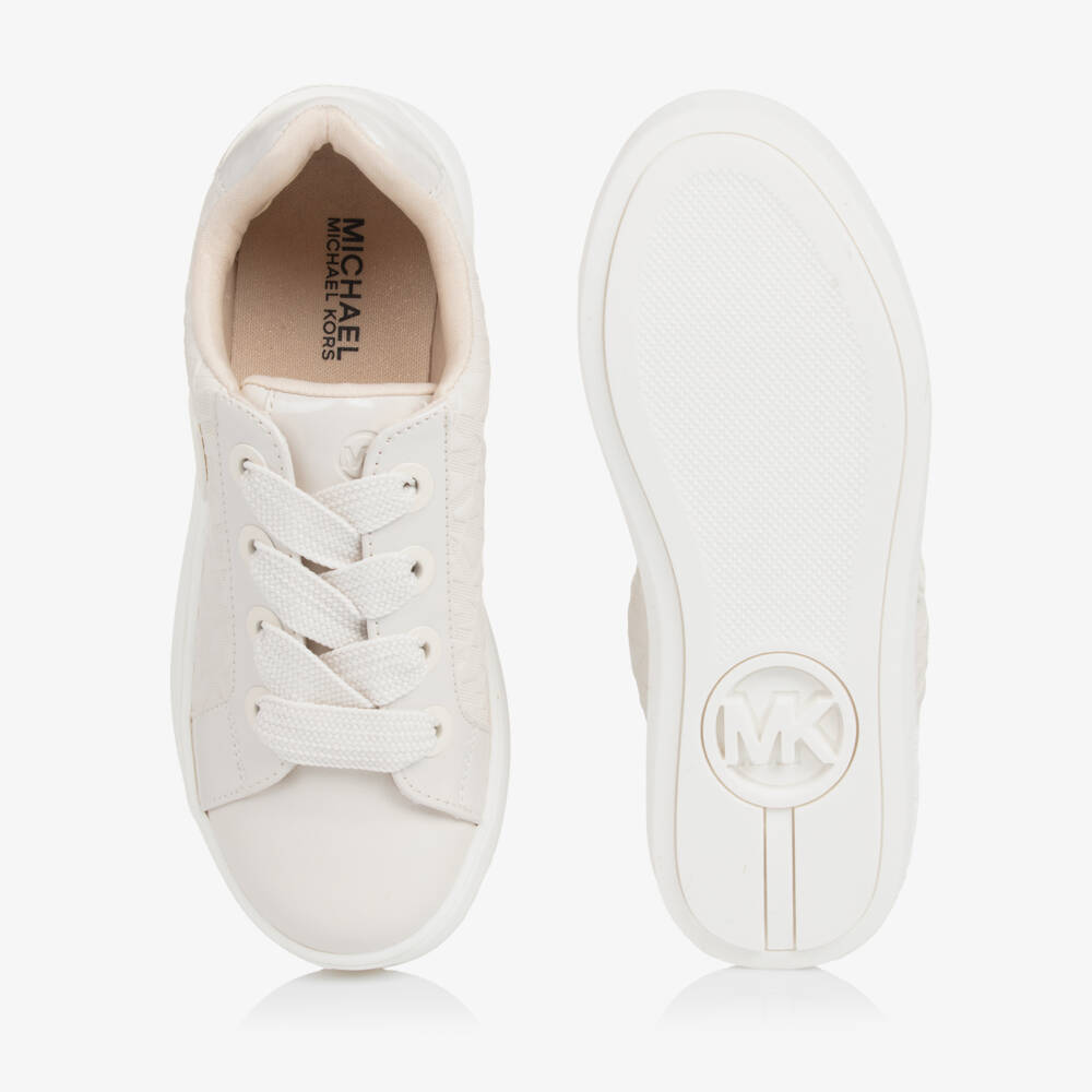 Michael Kors Kids-Girls Creamy Logo Imprint Sneakers | Childrensalon Outlet
