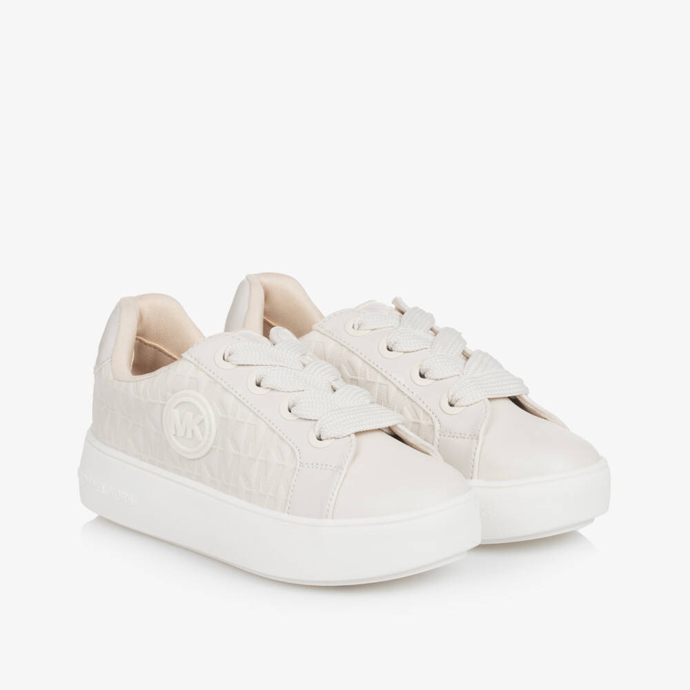 Michael Kors Kids-Girls Creamy Logo Imprint Sneakers | Childrensalon Outlet
