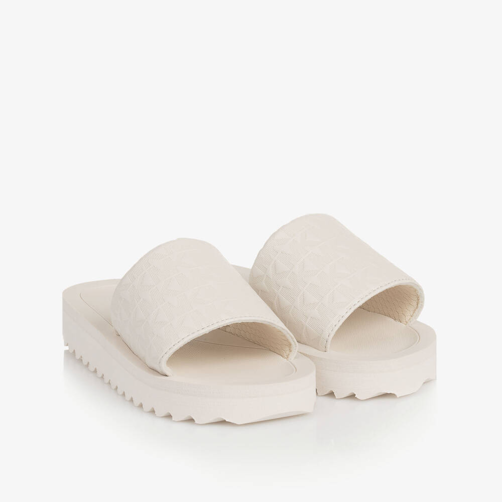 Michael Kors Kids-Кремовые шлепанцы с логотипом для девочек | Childrensalon Outlet