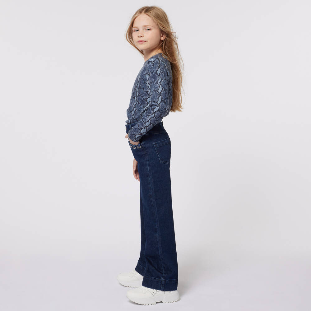Michael Kors Kids-Girls Dark Wash Wide-Leg Trousers | Childrensalon Outlet