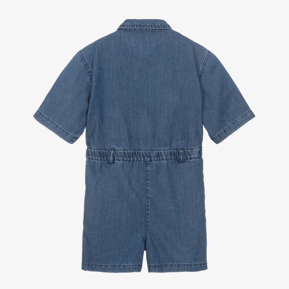 Michael Kors Kids-Girls Denim Romper in Sky Blue | Childrensalon Outlet