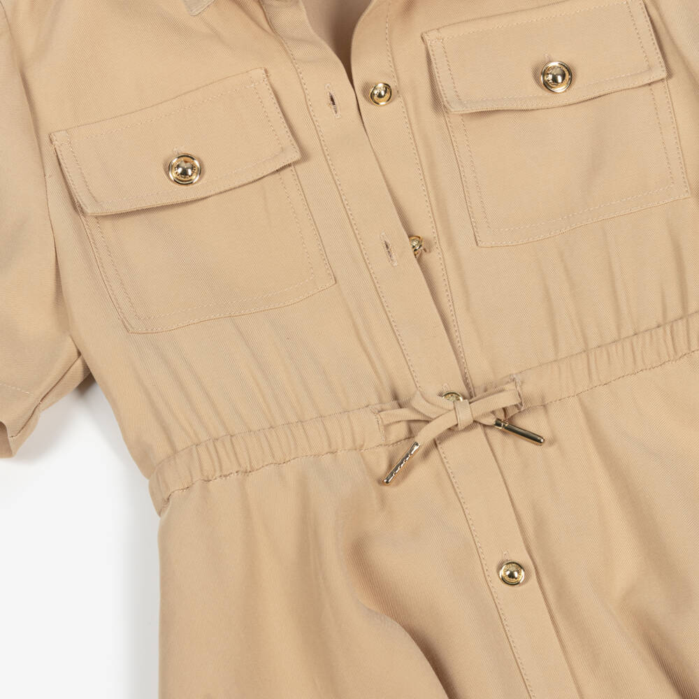 Michael Kors Kids-Элегантное бежевое платье из твила для девочек | Childrensalon Outlet