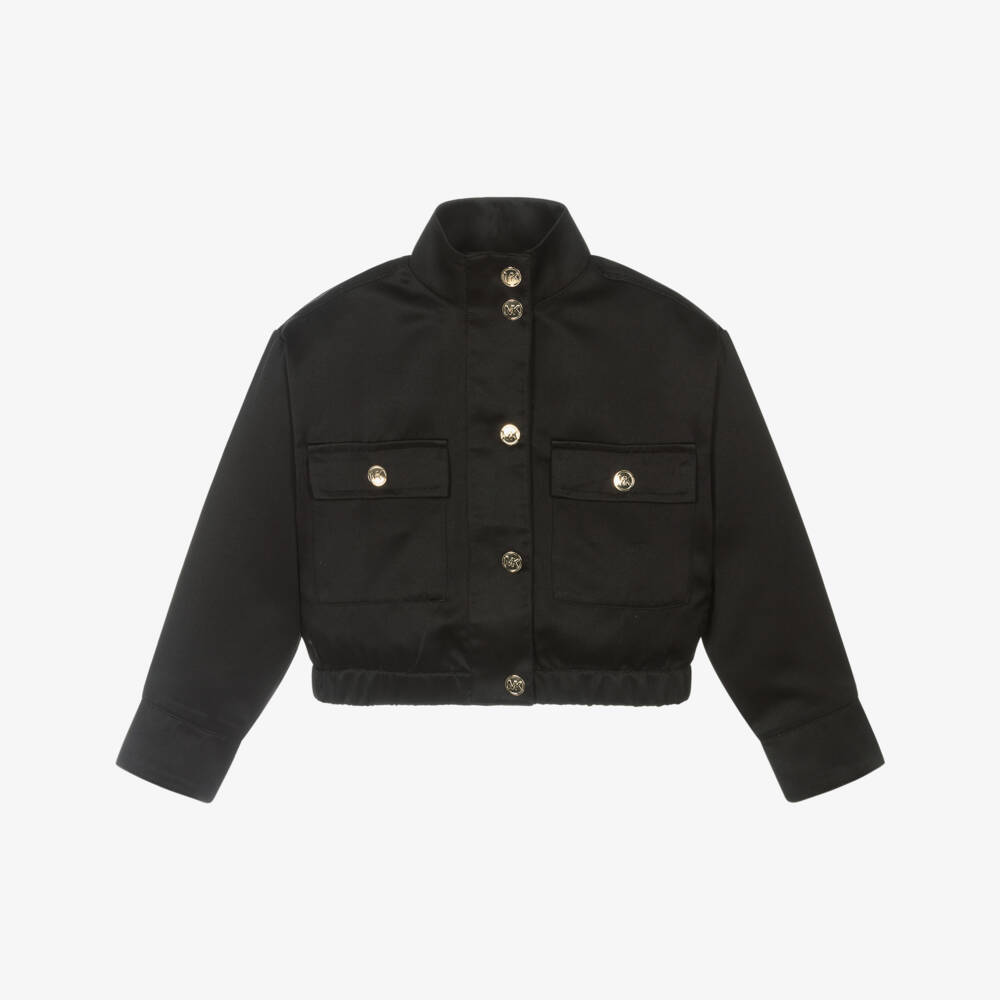 Michael Kors Kids-Girls Elegant Black Satin Coat | Childrensalon Outlet