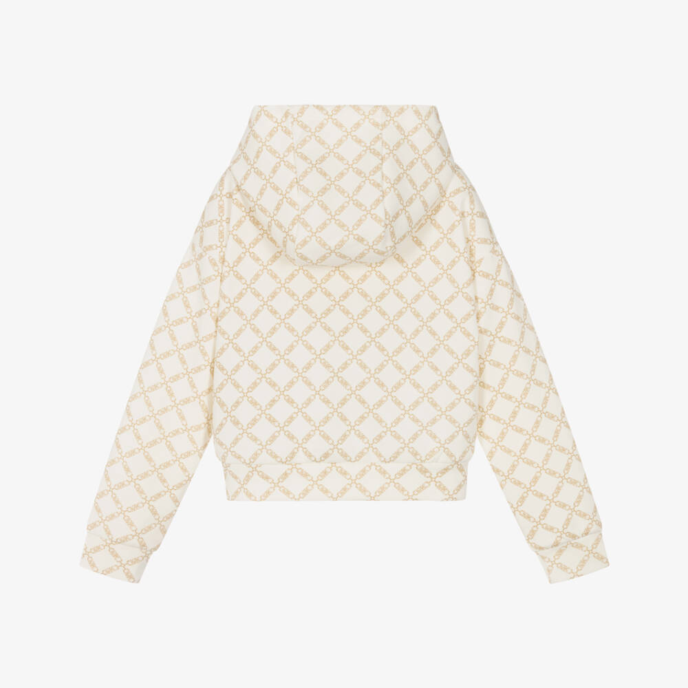 Michael Kors Kids-Girls Elegant Ivory & Beige Hoodie | Childrensalon Outlet
