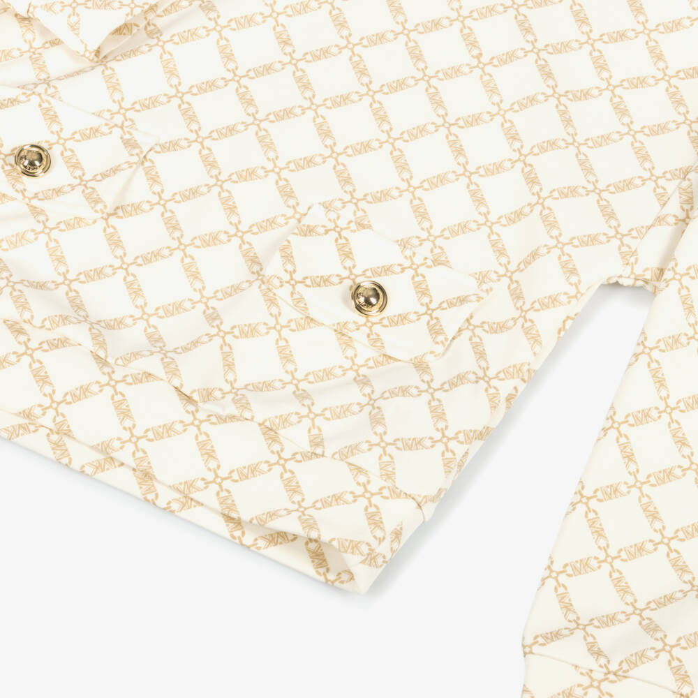 Michael Kors Kids-Girls Elegant Ivory & Beige Hoodie | Childrensalon Outlet