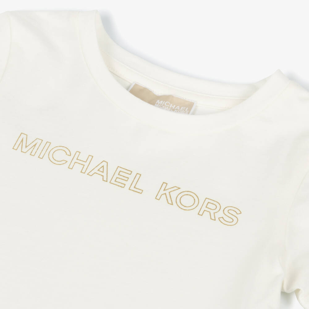 Michael Kors Kids-Girls Elegant Ivory Cotton Tee | Childrensalon Outlet